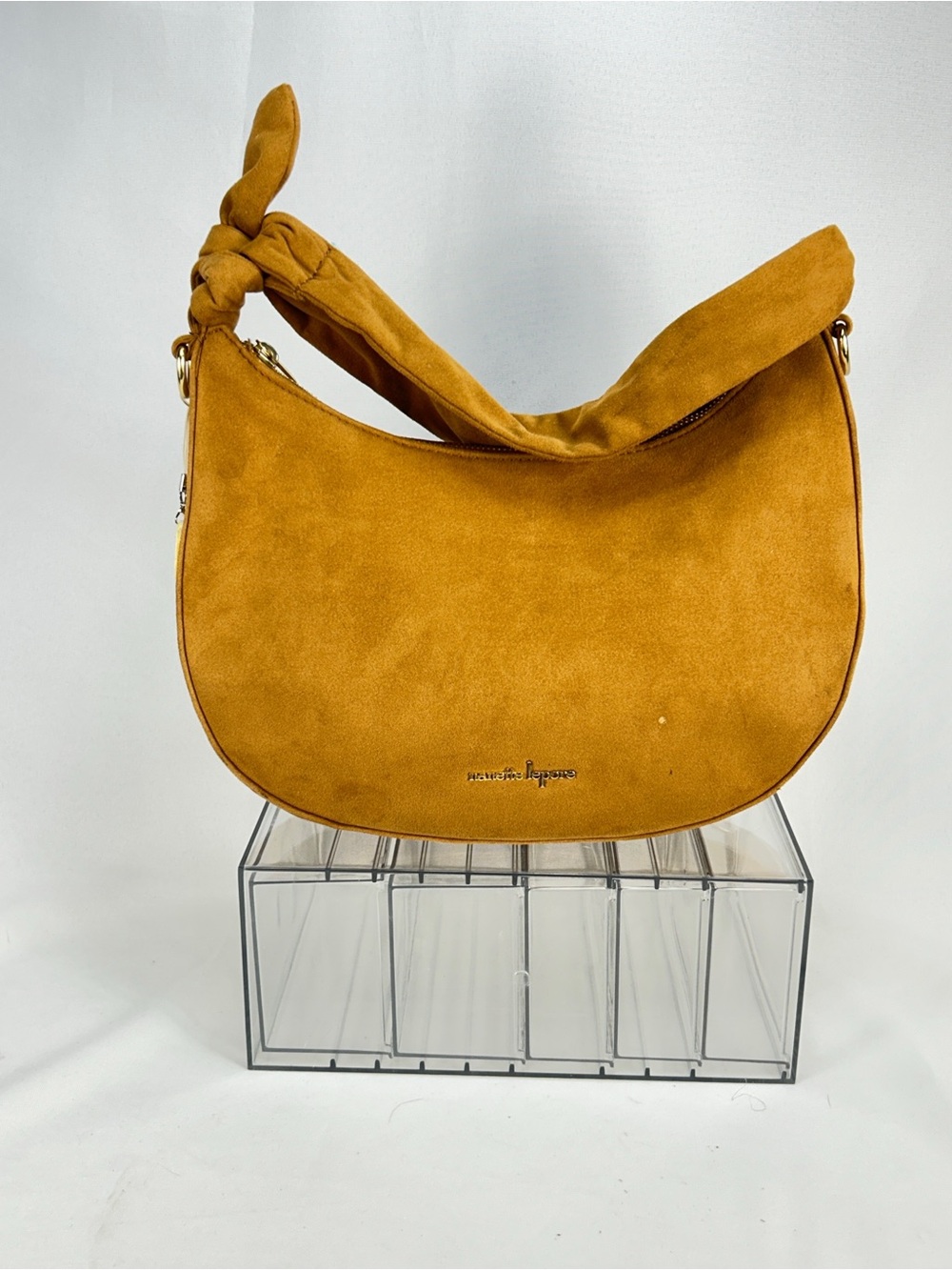 Nanette Lepore Suede Knot-Handle Shoulder Bag in Beige